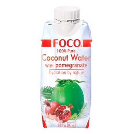 Вода кокосовая FOCO с соком граната, без сахара, 0.33 л
