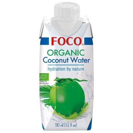 Вода кокосовая FOCO Organic, без сахара, 0.33 л