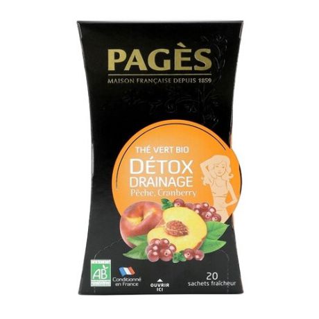 Чай зеленый Pages Détox drainage в пакетиках, 20 шт.