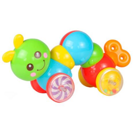 Каталка-игрушка Huile Plastic Toys Гусеница (Y1567385) зеленый/голубой/красный