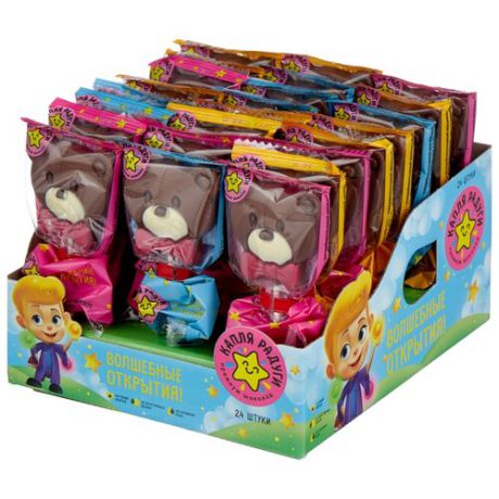 Фигурный шоколад Капля Радуги Мишка на палочке, коробка