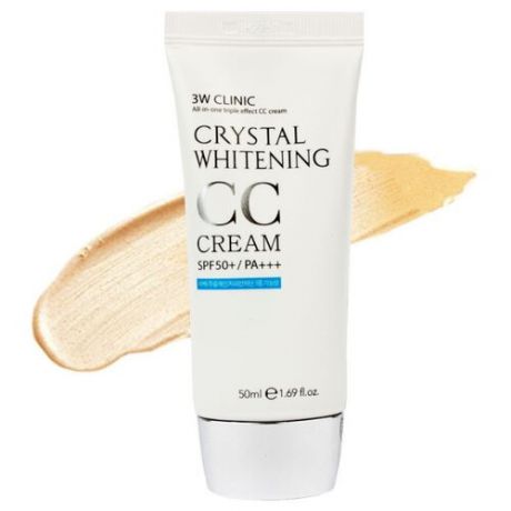 3W Clinic Crystal Whitening CC крем SPF50 50 мл, оттенок: natural beige