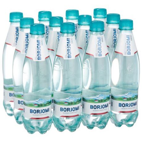 Минеральная вода Borjomi газированная ПЭТ, 12 шт. по 0.5 л