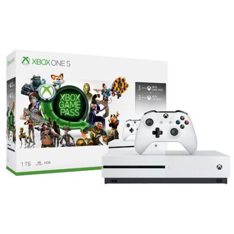 Игровая приставка Microsoft Xbox One S 1 ТБ белый + 3M Game Pass + 3M Live