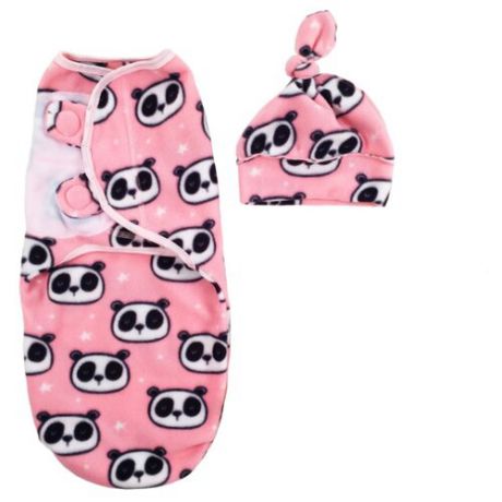 Многоразовые пеленки СуперМаМкет на липучках easySwaddle флис панды/розовый