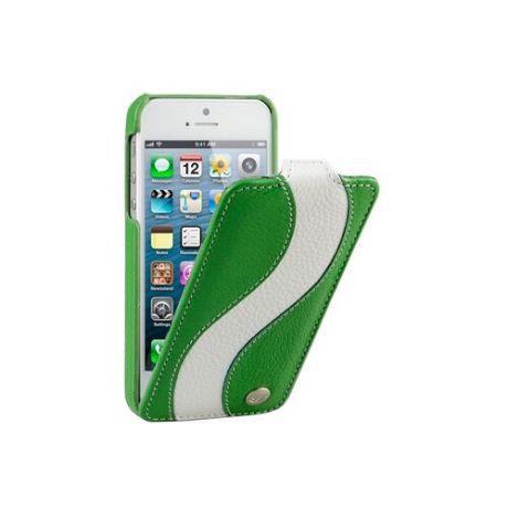 Чехол Melkco Jacka Type Special Edition для Apple iPhone 5/iPhone 5S/iPhone SE зеленый с белой полосой