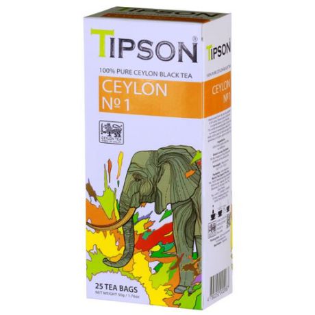 Чай черный Tipson Ceylon №1 в пакетиках, 25 шт.