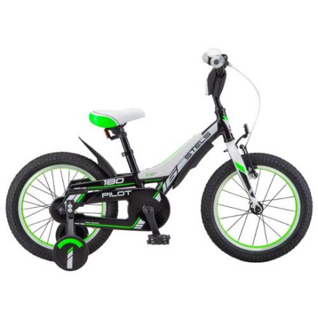 Детский велосипед STELS Pilot 180 18 V010 (2018) черный/зеленый (требует финальной сборки)
