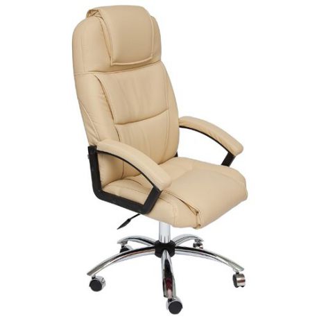 Компьютерное кресло TetChair Бергамо (крестовина хром), обивка: искусственная кожа, цвет: бежевый