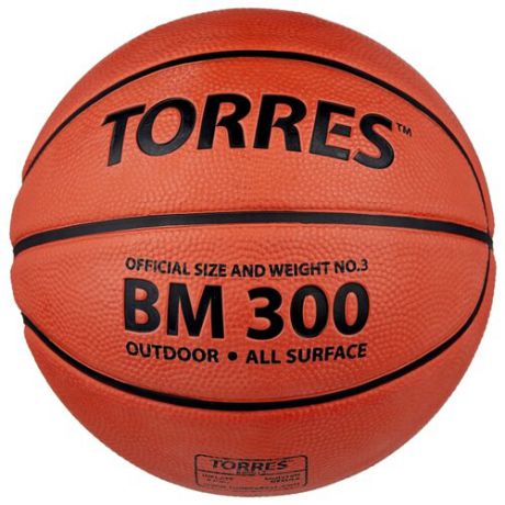 Баскетбольный мяч TORRES B00013, р. 3 темно-оранжевый/черный