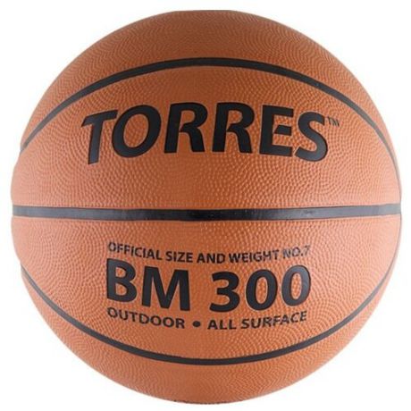 Баскетбольный мяч TORRES B00017, р. 7 темно-оранжевый/черный