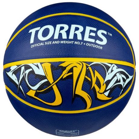 Баскетбольный мяч TORRES Jam, р. 7 синий/желтый/голубой