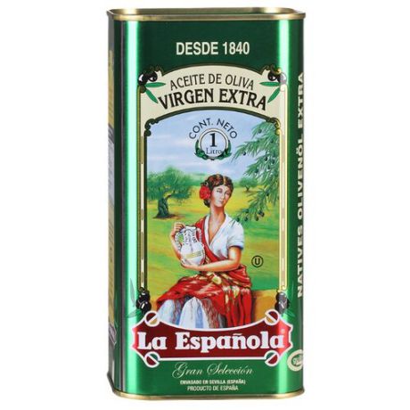 La Espanola Масло оливковое Extra Virgin, жестяная банка 1 л
