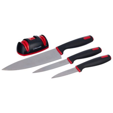 Набор Rondell Urban 3 ножа и ножеточка черный / красный