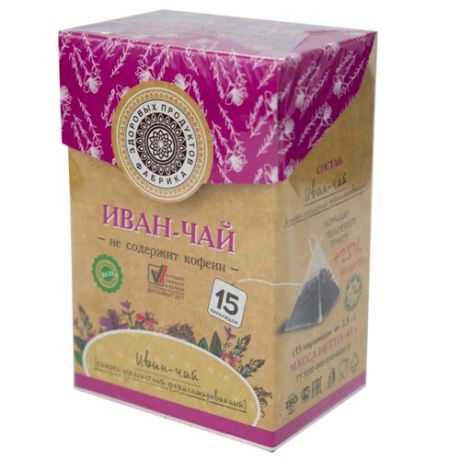 Чай травяной Фабрика здоровых продуктов Иван-чай в пирамидках, 15 шт.
