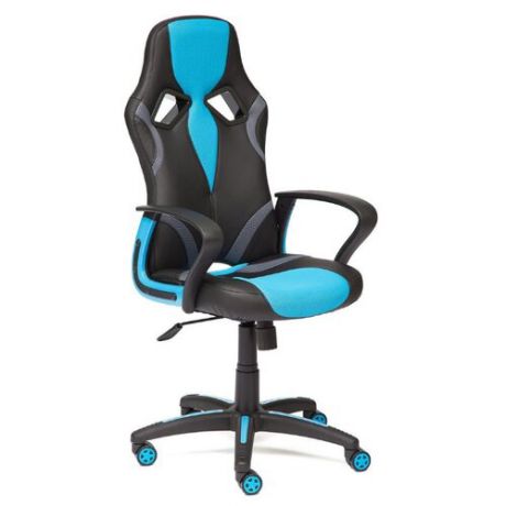 Компьютерное кресло TetChair Runner игровое, обивка: текстиль/искусственная кожа, цвет: черный/голубой