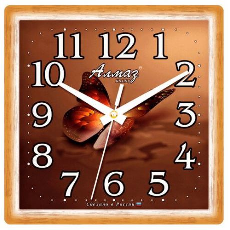 Часы настенные кварцевые Алмаз M04/M13/M21/M22/M23 бежевый / коричневый