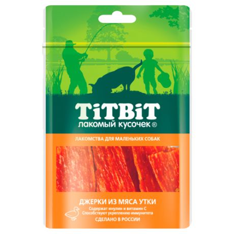 Лакомство для собак Titbit Лакомый кусочек для маленьких пород Джерки из мяса утки, 50 г