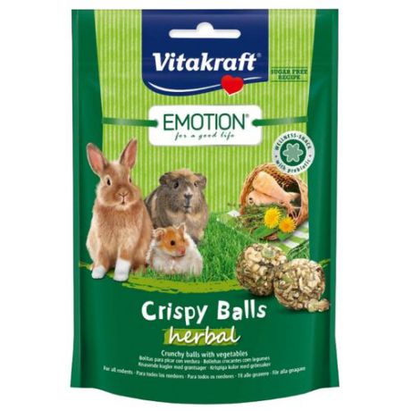 Лакомство для кроликов, грызунов Vitakraft Emotion Crispy Balls травы 80 г