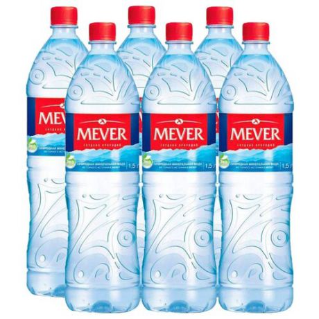 Вода минеральная питьевая природная столовая Мевер негазированная, ПЭТ, 6 шт. по 1.5 л