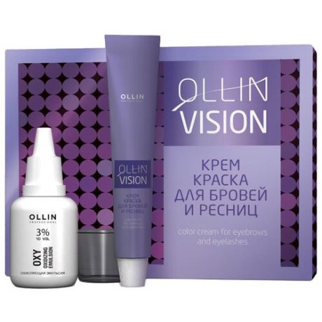 OLLIN Professional Крем-краска для бровей и ресниц VISION SET черный