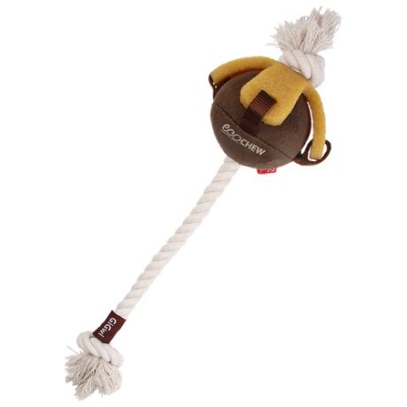 Мячик для собак GiGwi Gum Gum Dog с набивкой на канате с эко резиной (75458) коричневый/бежевый