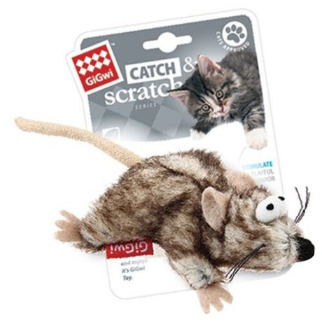 Игрушка для кошек GiGwi Catch & Scratch Мышка (75383) бежевый/коричневый