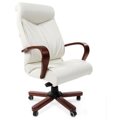 Компьютерное кресло Chairman 420 WD для руководителя, обивка: натуральная кожа, цвет: белый