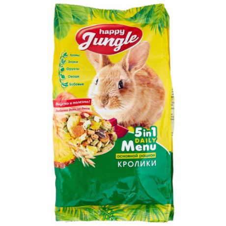 Корм для кроликов Happy Jungle 5 in 1 Daily Menu Основной рацион 400 г