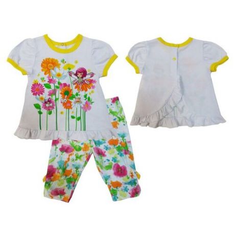 Комплект одежды Sonia Kids размер 74, белый/желтый/зеленый