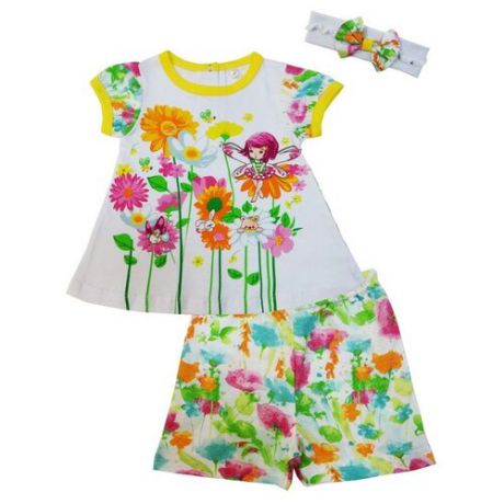 Комплект одежды Sonia Kids размер 68, белый/желтый/зеленый