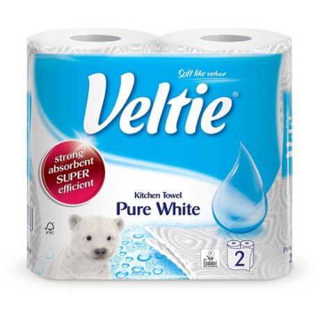 Полотенца бумажные Veltie Pure White двухслойные, 2 рул.