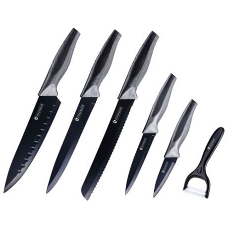 Набор Zillinger 5 ножей и овощечистка ZL-778/ZL-779 черный/серый