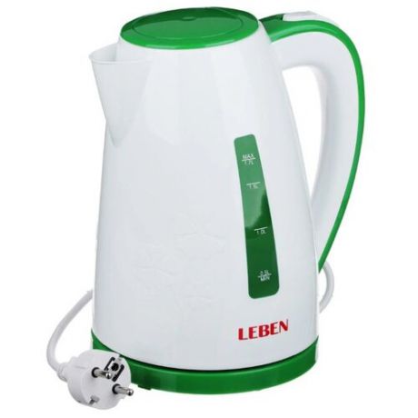 Чайник Leben 291-067, белый/зеленый