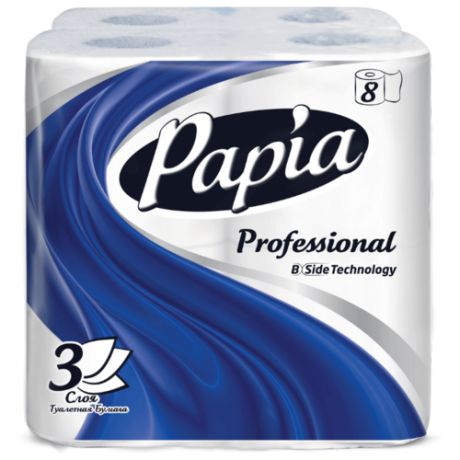 Туалетная бумага Papia Professional белая трехслойная, 8 рул.
