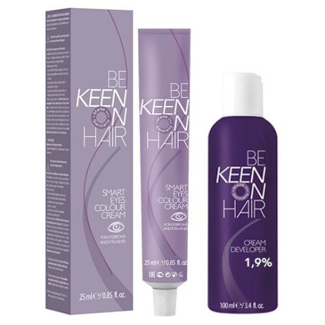 KEEN Набор Краска для бровей и ресниц Smart Eyes Colour Cream, 25 мл + Крем-окислитель Cream-developer 1.9%, 100 мл графит