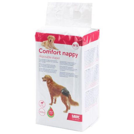 Подгузники для собак SAVIC Comfort Nappy Size 5 12.5х10.5х21.5 см 12 шт.