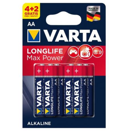 Батарейка VARTA LONGLIFE Max Power AA 6 шт блистер