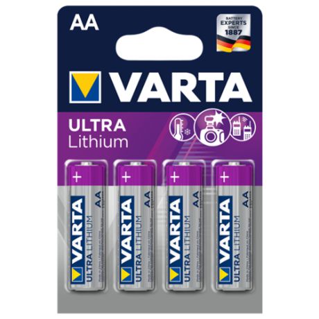 Батарейка VARTA ULTRA Lithium AA 4 шт блистер