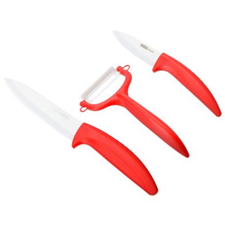 Набор Satoshi Kitchenware Промо 2 ножа и овощечистка красный