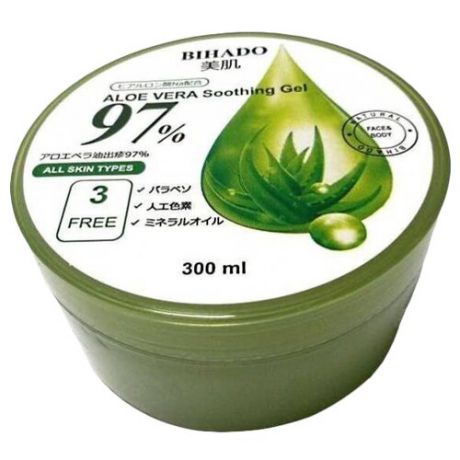 Гель для тела Bihado Увлажняющий с экстрактом алоэ Aloe vera soothing gel 97%, банка, 300 мл