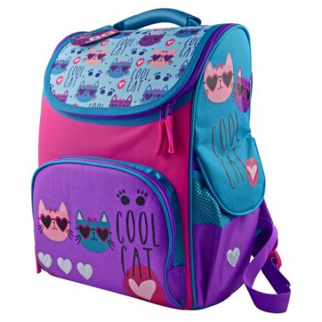 BG Рюкзак-ранец Compact Modern Cool cat SBM 4266, фиолетовый/голубой/розовый
