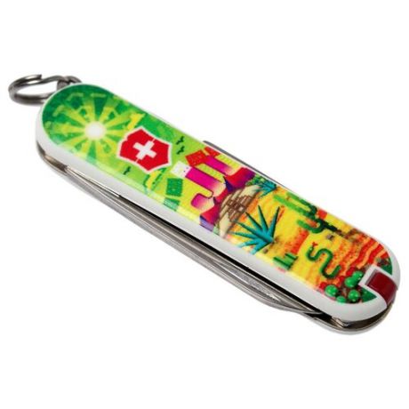 Нож многофункциональный VICTORINOX Classic LE 2018 Mexican Sunset (7 функций) с чехлом зеленый/желтый/оранжевый