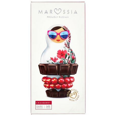 Шоколад MaRussia Темный с клюквой, 54% какао, 100 г