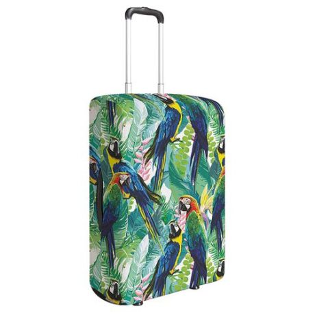 Чехол для чемодана JoyArty Остановка попугаев L/XL, Желтый, Зеленый, Синий