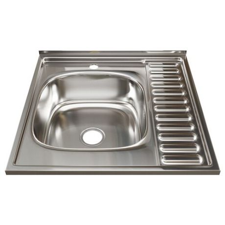 Накладная кухонная мойка 60 см Mixline 60х60 (0.8) 3 1/2 левая 528018 нержавеющая сталь/глянец