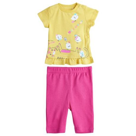 Комплект одежды kari размер 6-9, желтый/розовый