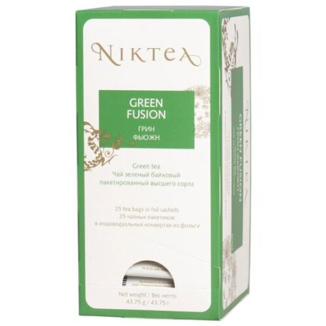 Чай зеленый Niktea Green fusion в пакетиках, 25 шт.