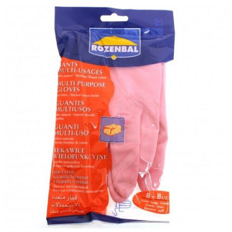 Перчатки ROZENBAL хозяйственные многоцелевые, 1 пара, размер L, цвет розовый