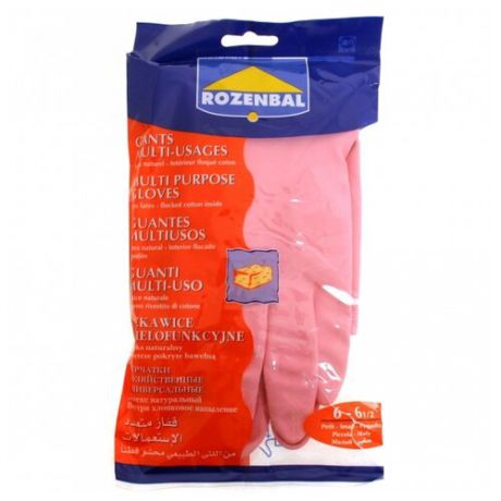 Перчатки ROZENBAL хозяйственные многоцелевые, 1 пара, размер S, цвет розовый